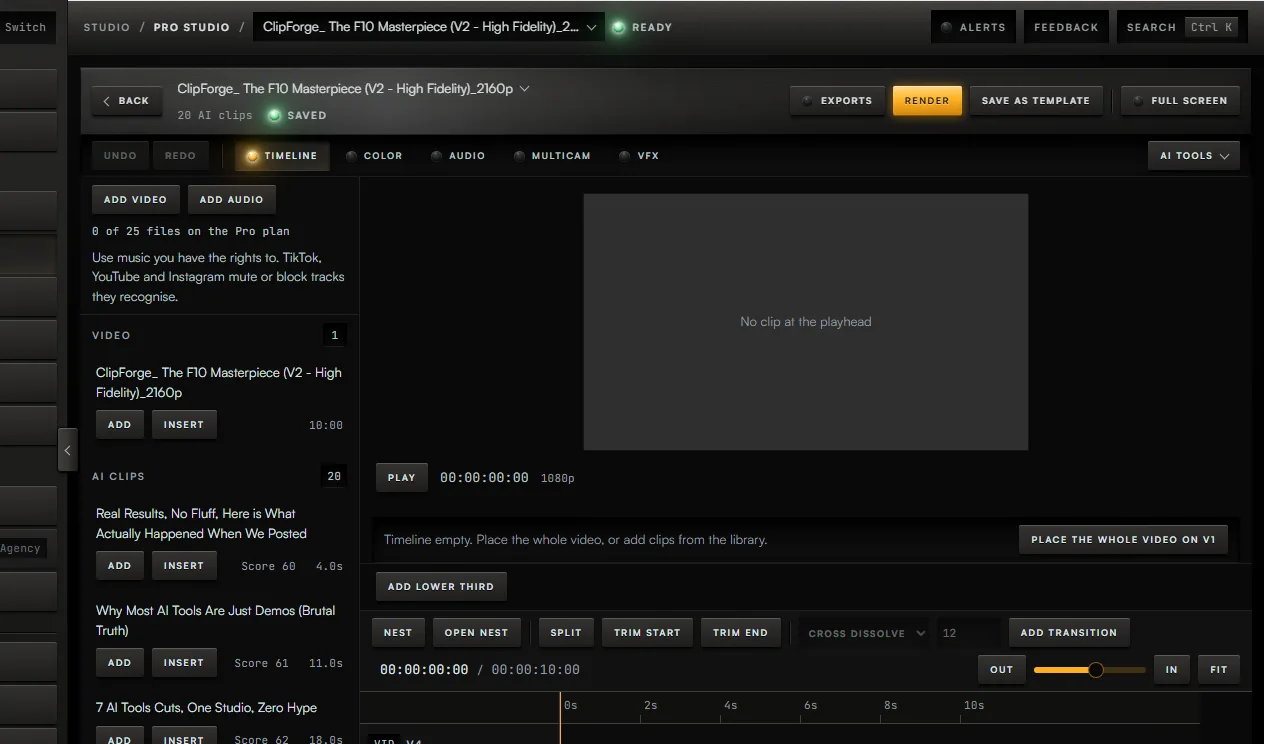The Pro Studio screen, with the controls for steps 1 to 5 boxed and numbered.